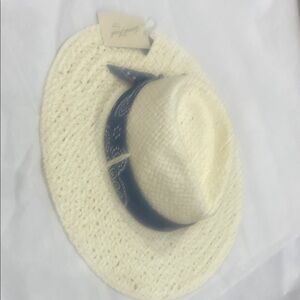Universal Thread Cream Straw Hat with Navy Bandana Trim